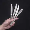 Cuchillo, Tenedor, Cuchara de Acero Inoxidable con Patrón de Puntos, Cuchillo para Bistec Simple de Restaurante, Tenedor, Cuchara para Sopa, Tenedor y Cuchara para Postre, Juego de Cubiertos Occidentales para Hotel