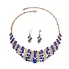 Pendientes y Conjunto de Collar de Flor Tridimensional de Múltiples Capas Brillantes Estilo Europeo y Americano, Conjunto de Cadena Full Diamond Estilo Lujo Ligero para Mujer