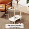Mesa lateral de sofá ultraestrecha de lujo ligero, mesa lateral de vidrio templado para sala de estar, mesa de café pequeña para uso doméstico, mesita de noche para dormitorio, mueble de almacenamiento estrecho