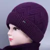 Gorro Cálido de Lana de Invierno con Piel de Visón para Mujeres de Mediana Edad y Mayores, Cortavientos, Forro Polar, Protección para las Orejas, Gorro de Punto Pullover de Abuela