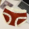Estilo francés lujo ligero año animal vino tinto ropa interior mujer encaje corrugado combinación de colores linda chica Triángulo Rojo ropa interior