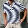 Europa e Estados Unidos cross-border nova camisa masculina 3dpolo Amazon estação independente zíper manga curta camiseta pullover roupas masculinas casuais