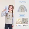 Camiseta de Manga Longa Infantil Jellybaby 2026 Outono Crianças Maiores Camisa Básica Infantil Top de Cor Contrastante Infantil Roupa de Outono para Bebê Menina