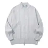 Suéter de punto con cremallera y cuello alto estilo retro minimalista japonés Rumeng para hombre, abrigo exterior versátil casual holgado con textura para pareja de otoño