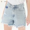 Shorts Jeans Feminino de Cintura Alta Estilo Americano Allegro Processing com Barra Rasgada Moda Solto Versátil Hot Hot Pants com Pernas Largas de Meninas Quentes