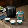 Juego de Té de Viaje Portátil Cerámica Kung Fu Juego de Té Exterior Taza Rápida Juego Pequeño Recuerdo Vacaciones Regalo de Negocios