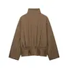 Roupas femininas transfronteiriças 2026 Moda europeia e americana casual de corte solto com zíper gola alta jaqueta acolchoada de algodão A37399