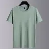 Camiseta de Color Sólido de Manga Corta para Hombre Verano Delgada Holgada Media Manga Moda Cuello Redondo Camiseta Básica Top Casual Versátil