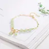 Lindo Colgante de Cereza y Pulsera de Jade Hetian para el Festival Qixi, Diseño Estilo Ins, Pulsera de Oro de 14K de Nicho para Mujeres, Versátil para el Verano