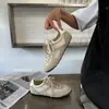 Versión de cuero de las zapatillas de entrenamiento retro alemanas clásicas para mujer, con diseño de cordones, punta redonda, suela plana, zapatillas casuales