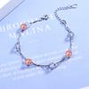 Pulsera de Cristal de Fresa Rosa Luna Azul Gradiente Diseño Simple Pulsera de Doble Capa para Mujer