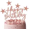 Tarjeta de cumpleaños de estrellas inglesas transfronteriza flash decoración de pastel de cumpleaños globo insertable tarjeta de cumpleaños de pastel