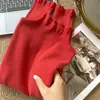 Camisa básica requintada estilo francês miu com barra franzida para mulheres, suéter interno de meia-gola para outono e inverno, blusa de malha de manga comprida