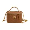 Bolsa de mão estilo batom Chanel para mulheres, bolsa de ombro acolchoada bordada de luxo leve, bolsa quadrada pequena, mini bolsa transversal com corrente