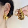 Moda Transfronteriza Aretes Exagerados Cobre Galvanoplastia Aretes Ovalados Calados Diseño Nicho Aretes de Gama Alta Venta al por Mayor