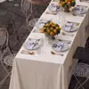 Mantel de lino para patio estilo francés para exteriores con textura, mantel rectangular para banquetes de bodas pequeñas, mantel rectangular de caída moderno