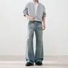 Jeans Casuales de Pierna Ancha Sueltos de Talla Grande Rectos Largos para Hombre, Estilo Coreano de Verano Nuevo, Lavado Agrietado Desgastado de Moda