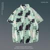 Camisa Floral Havaiana Masculina Manga Curta Solta Camisa de Praia Antiga Vintage Estilo Hong Kong Retro Novo Estilo Casaco Bonito Tendência