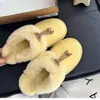 Versão de Lã! Chinelos Casuais de Encaixe com Pelo Sintético e Bico Fechado para Mulheres, Novo Estilo Outono/Inverno, Quentes, Fáceis de Calçar, Sapatos com Forro de Pelúcia