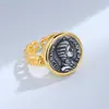 Anillo de Moneda Antigua Romana Tailandesa de Plata Vintage Diseño Femenino Nicho Figura en Relieve Plata de Ley S925 Anillo Abierto Anillo Anillo