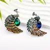 Moda Europea y Americana Nueva Broche de Animal Pavo Real Verde Broche Retro Personalizado de Aleación con Pedrería Pin Creativo Venta al por Mayor