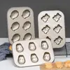 Molde de bolo de 6 peças, rosquinha, garra de gato, desenho animado, 12 peças, tamanho pequeno, antiaderente, seis cavidades, peixe pequeno, padrão de cozimento para forno