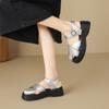 Sandalias Zhr de Punta Cerrada y Punta Abierta con Plataforma Gruesa de 4.5 cm para Aumentar la Altura, Verano, Plateadas, Versátiles, de Moda, Calzado para Mujer Ab131