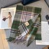 Lã australiana xadrez clássico simples inverno franja cachecol quente feminino cachecol britânico estilo estudante ins
