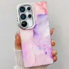 Capa de celular IMD metalizada com padrão de mármore é adequada para Samsung S25ULTRA blooming S24 furo fino A16/A56/A55