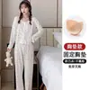 Pijama para mujer, estilo primavera y otoño, manga larga, nuevo modelo 2025, cárdigan de encaje de moda con cuello redondo y volantes, ropa de casa