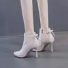 Botines Cortos de Tacón Alto con Lazo para Mujer 2025 Nuevas Botas Elegantes y Delgadas de Tacón Fino Botas Estilo Martin Botas Individuales