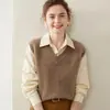 Chaleco Básico de Cachemir Tejido Grueso con Cuello en V para Mujer, Ropa de Trabajo Elegante, Chaleco de Cachemir Versátil para el Día a Día