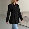 Ropa europea y americana de primavera/otoño transfronteriza para mujer, elegante y ajustada, blazer entallado a la cintura con un diseño estiloso y cuello en V
