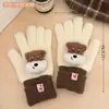 Nuevos Guantes de Invierno Cálidos Dopamina Creativos con Empalme Sin Dedos Pantalla Táctil Versátiles para Niñas Ciclismo a Prueba de Frío Guantes de Cinco Dedos
