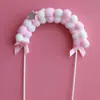 Arco de Bola de Pelo Corazón Inserto de Pastel de Bola de Pelo Decoración de Horneado de Cumpleaños Accesorios de Escena Bola de Pelo Arcoíris Inserto