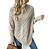 Amazon en stock nueva colección otoño/invierno 2026: suéter de punto trenzado con mangas murciélago, estilo europeo y americano, tejido tipo capa de cuello alto redondo