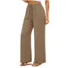 2026 Moda Femenina Estilo Europeo y Americano Nuevo Color Sólido Ribete de Encaje Cintura Elástica Bolsillo Pantalones Casuales