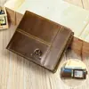 Nueva Cartera de Cuero para Hombre Multi Tarjetas Cartera Retro Capa Cepillada Antirrobo Piel de Vaca Cartera para Monedas de Hombre Venta al por Mayor