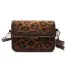 Bolso retro de mujer con estampado de leopardo estilo coreano 2025 nueva moda versátil colorblock bolso cuadrado pequeño casual con textura bandolera al hombro
