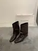 Botines de tacón grueso y punta cuadrada, modelo nuevo y moderno para otoño-invierno 2026, con hebilla de cinturón, botas cortas retro adelgazantes