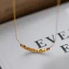 Moda japonesa y coreana textura latón chapado en oro cuentas cuadradas facetadas pequeñas doradas temperamento simple moda cadena clavícula collar corto