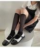 Calcetines Blancos Finos hasta la Pantorrilla Estilo Japonés para Mujer Primavera y Verano Calcetines Finos Traslúcidos Grises hasta la Media Pantorrilla Calcetines Negros Jk con Empalme de Rizo