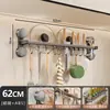 Gancho de cocina con ventosa, barra colgante para pared sin taladro, estante de almacenamiento multifuncional para cocina para organizar ollas, sartenes y cucharas