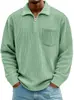 Nova Camisa Polo Casual Masculina Amazon Outono/Inverno 2025 com Gola Alta, Bolsos com Zíper e Mangas Longas em Veludo