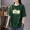 Playera de Manga Corta para Mujer Verano Nueva Talla Grande Algodón Puro Estampados Tops Plus Gordo Talla Grande Playera de Mujer Versátil Look Adelgazante Tendencia