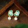 Pendientes de aguja de plata de lujo con diseño de pastel de cloisonné esmaltado chino, de Temu, en oferta transfronteriza.