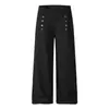 Pantalones Casuales de Pierna Ancha con Diseño de Doble Botonadura Estilo Old Money para Hombre, Corte Holgado para el Commuting de Otoño, Pantalones de Chándal Vintage de Pierna Recta con Botones