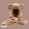 2026 Nuevo Modelo Sombrero de Peluche de Oso a Prueba de Frío y Cálido, Bufanda y Guantes Todo en Uno para Mujer, Sombrero Grueso de Invierno para Ciclismo con Protección para las Orejas