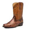 1037 Botas de Salto Alto Desejo Outono e Inverno Novo Retrô Botas de Cowboy Ocidentais Botas Altas Cruzadas Estilo Medieval Prontas para Venda