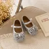 Zapatos de Cuero para Niñas 2026 Primavera y Otoño Nuevos de Moda Zapatos Mary Jane de Princesa para Niños Zapatos Pequeños de Cuero con Lazo de Pedrería para Bebé